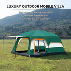 Luxury Tent Room for Camping 4-12 Person Waterproof Large Family Tent with 2 Bedroom and 1 Living Room Design