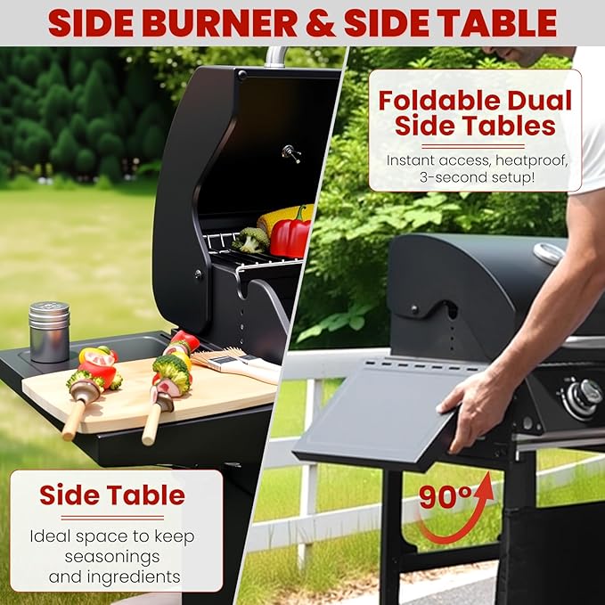 2-Burner Gas Grill with 234 SQ.IN. Outdoor Grill with 16,000 BTU,Propane Grills with Top Cover Lid,Grills Outdoor Cooking for Patios,Camping,Balcony-Q039