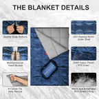 Down Camping Blanket - Lightweight, Packable, Warm & Puffy Outdoor Travel Quilt for Sleep, Hiking, Backpacking, Stadium, Festivals, Water-Resistant Sleeping Bag 55"x79"