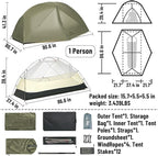 Naturehike 2025 Mongar Pro/Base Camping Tent, 1-3 Person Ultralight Backpacking Tent, 20D Nylon 3 Season Waterproof Mongar 2 Person Hiking Tent for Backpacker, Trip, Solo Camping