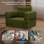 Inflatable Couch Premium Oxford Cloth Inflatable Sofa with Built-in Rechargeable Pump Portable Blow Up Couch for Camping Outdoor Travel Home Guests Backyard Patio | Durable Fabric, Easy Inflation, Waterproof, Puncture Resistant, Portable for Outdoor