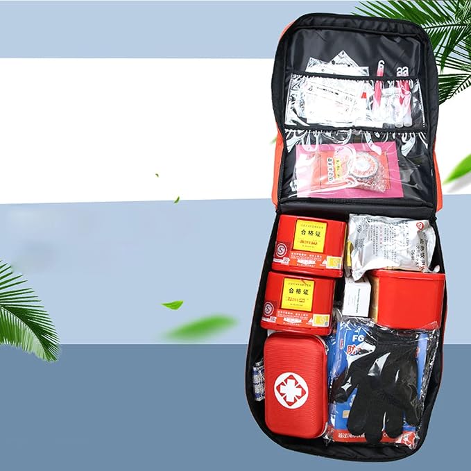 Medical Kit First Aid Backpack, Large Emergency Survival Items Carry Case Holder Pocket for Home Car Travel Outdoor Camping Hunting Hiking(Only Empty Package)