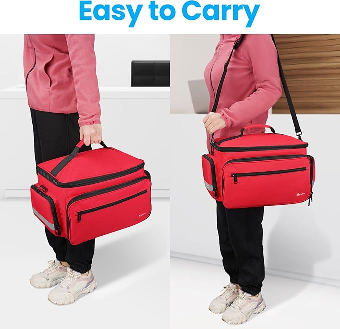 Mancro Medical Bags, Large Medication Storage Empty, Water Resistant Pill Bottle Organizer for Home, First Aid Responder Bag, Nurse Gifts, Red Medical Supply Organizer