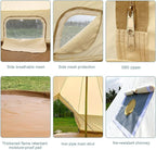 Outdoor Camping Tent, 5-6 Person Tent, Outdoor Waterproof Cotton Canvas, Family Camping Bell Tent, Easy Set Up for Camp Backpacking Hiking Outdoor Interesting