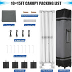 Cobizi Heavy Duty 10x15 Pop Up Canopy Tent Without sidewall, Easy Up Canopy Outdoor for Backyard Party Wedding, Instant Commercial Tent with Roller Bag, Waterproof UV 50+ (Upgraded Legs), Gray