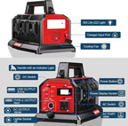 1200W Integrated Power Inverter with 6A Fast Charger, 6 Ports for Milwaukee M18 Battery, Portable Pure Sine Wave Inverter with 120V AC Outlet, 6*USB and LED Light for Camping Travel Jobsite(Tool Only)