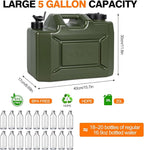 Camping Water Jug, 5 Gallon Water Container with Spigot BPA Free Portable Military Green Emergency Water Tank Outdoor Camping Essentials