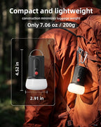 LED Rechargeable Camping Lantern with Hook - 6000mAh Emergency Outdoor Camping Lights, IPX5 Water Resistant Portable Tent Lights for Hiking, Backpacking, Fishing, Outages (Black 2Pack)