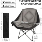 CAMPHILL Heated Camping Chairs,Oversized Padded Heating Lawn Chair with Cup Holder,Wide&Thick,Heavy Duty Folding for Patio,Tailgates,and Sports,Battery NOT Included,Black