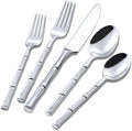 Silverware Set Stainless Steel Flatware Set 30 Pieces Cutlery Set Bamboo Handle Mirror Finished for Home Kitchen Restaurant Hotel Cutlery Set Service for 6