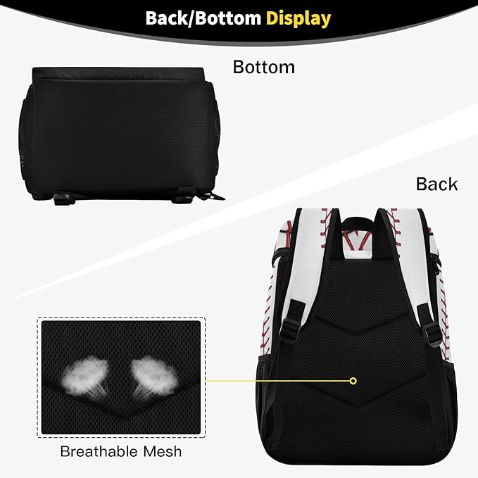 xigua Sport Stripe Baseball Cooler Backpack Leakproof Large Capacity Insulated Backpack Cooler Bag Lunch Bag for Work/Hiking/Camping/Beach/Fishing