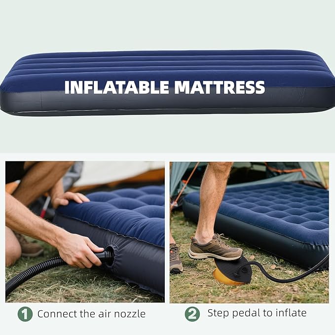 Camping Tent Cot, 4-in-1 Folding Tent Cot Combo with Mattress, Pillow, Sleeping Bag, Roller Carrying Bag, Off Ground Travel Camp Cot for Hiking, Backpacking, Picnic