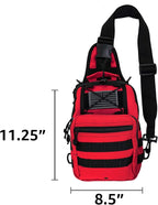 LINE2design First Aid Sling Backpack - Tactical EMS & Outdoor Rescue Bag - Red