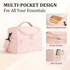 Lunch Bag for Women Soft Insulated,Leakproof Lunch Box with Straps Lightweight,Reusable Lunch Cooler for Work Meal Camping Travel,Pink