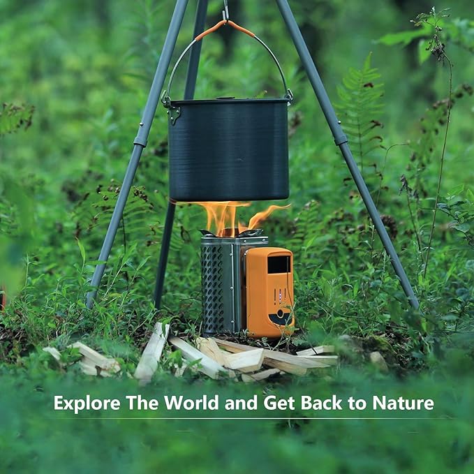 Wood Burning Electricity Generating USB Charging Camping Stove for Outdoor Adventures(Green)