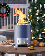 YEFU Tabletop Fire Pit 9.7 x 7.1 in, Flame Intensity Control Camping Stove for Outdoor & Patio, Fueled by Pellets or Wood, Safe Burning Table Top Firepit, with Travel Bag & 2 Mini Sticks, Blue