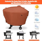 QuliMetal Grill Cover for Camp Chef 24 Pellet Grills, Model DLX 24, SmokePro 24, Woodwind 24 Pro Pellet Grills, PG24, PG24LS, PG24S, PG24SE, PG24LTD, PG24XT, SG24, SmokePro DLX, Anti-UV 600D, Brown