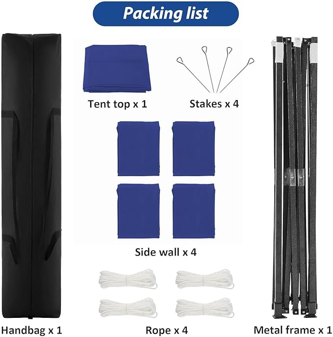 COBIZI Pop Up Canopy Heavy Duty Sidewalls, Commercial Heavy Duty Pop Up Tent for Parties All Weather Waterproof and UV 50+ Wedding Tent with Roller Bag (Deep Blue - 10x10FT)
