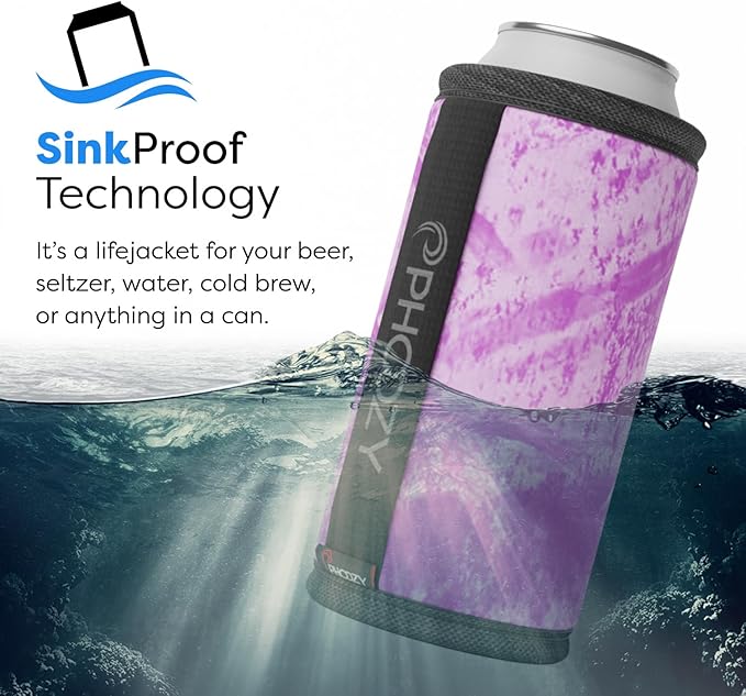 PHOOZY Insulated Can Cooler for Tall 16oz Cans with NASA-Inspired Technology - Patented Koozie That Keeps Drinks Cold 10x Longer - Lightweight Beer Koozie for Outdoor Adventures - Pink