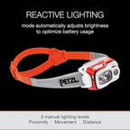 PETZL, Swift Rl Lamp Orange, Compact, Very Powerful and Rechargeable headlamp Featuring Reactive Lighting® Technology. 900 lumens.