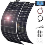 800 Watt Solar Panel Kit, 2 × 400 Watt Flexible Solar Power Panel Photovoltaic Module with 40A Solar Charge Controller Monocrystalline Solar Panel for Camping Off Grid Battery Charging Boat