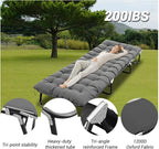 Adult Camping Cot - 220 lbs Capacity, Folding Bed with Mattress, Portable Compact for Indoor/Outdoor/Home/Travel