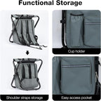 Portable Backpack Stool Cooler Chair for Adults Heavy Duty 350lbs, Lightweight Folding Detachable Large Camping Seat Backpack Cooler Chair for Fishing Hunting Travel