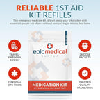 First Aid Kit Medication Refill – 28-Count Unit Dose Packets – Emergency Medicine Kit Pills for 1st Aid Kit Refills, Travel, Office, Dorm, Camping – Assembled in USA