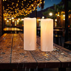 Wondise Solar Powered Candles IP65 Outdoor Waterproof Rechargeable LED Candles Battery Operated Dusk to Dawn Plastic for Camping Patio Porch Lanterns(2 Pack, 4" D x 8" H)