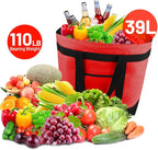mosago Insulated Grocery Tote Bags, Large Reusable Cooler Bags with Zipper, Leakproof Thermal Shopping Bags for Food Delivery, Beach, Travel, Uber Eats & Picnic, Collapsible Personalized, Red