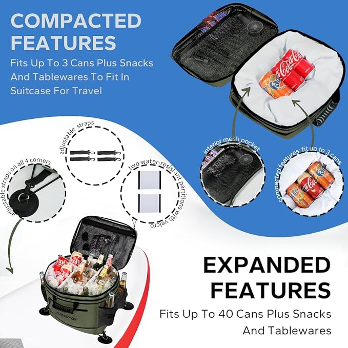 Waterproof PVC Material Paddleboard Cooler Deck Bag,40 cans Sup Deck Cooler Bag,Cooler Bag for Paddleboard,Lunch Box Cooler Insulated Bag,Camping Cooler Bag,Kayak Cooler Bag