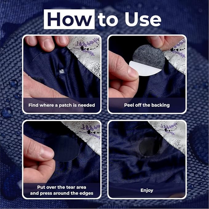 aZengear Repair Patches (30+ Colors) for Down Jackets, Puffers, Tents, Shoes, Sleeping Bags - Stick On, Waterproof, Tear-Cold-Heat-Resistant Nylon Polyester Fabric (11 Pcs, Dark Navy)