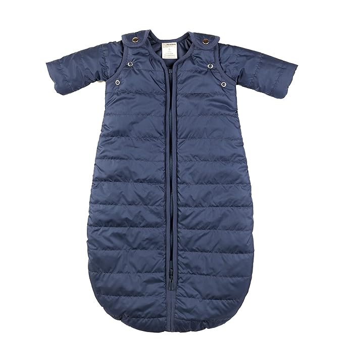 Baby Sleeping Bag Sack - Warm Quilted Duvet Material - Outdoor & Indoor, Unisex Travel Wearable Blanket. Fits Infants, Removable Sleeves & Convenient Shoulder Snaps, Indigo, Small (0-6 Months)