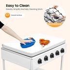 Gas Stove 5 Burner, 2500W Portable Natural Gas Stove Outdoor Camping BBQ Stove Gas Cooker with Independent Control and 2 Tier Storage Rack for Camping Picnic Home RV Cooking (White)