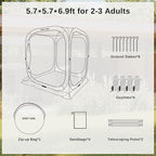 East Oak Screen House Tent Pop-Up, Portable Screen Room Canopy Instant Screen Tent 6 x 6 FT with Carry Bag for Patio, Backyard, Deck & Outdoor Activities, Beige