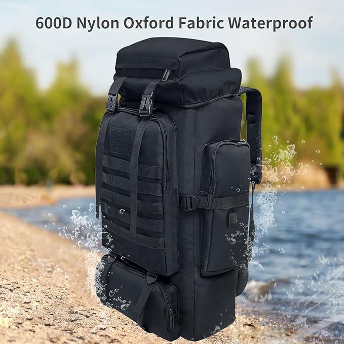 80L 100 liters Hiking Backpack Camping Rucksack, Men Outdoor Travel Climbing Knapsack Mountaineering Trekking Backpack
