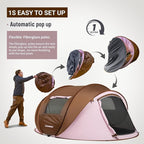 EchoSmile Instant Pop Up Camping Tent, 2/4/6 Person, Easy Setup Tent, Water Resistant Dome, Portable with Carry Bag