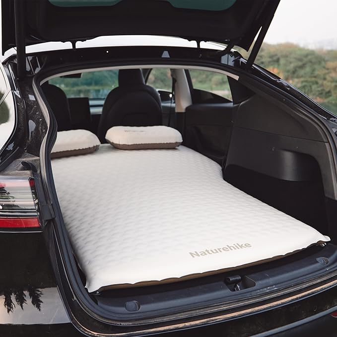 Naturehike 2.56’’ Thickened TPU Car Mattress for SUV Camping, Self Inflating Sleeping Pad Memory Foam Car Air Mattress Queen for Outdoors, Travel, Home