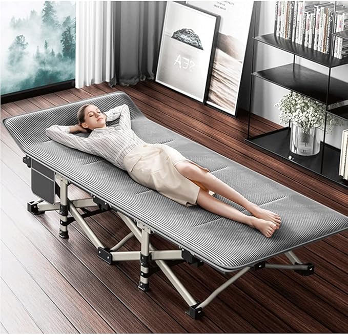 Camping Cot Bed Comfortable Neck Guard Camping Cot, Portable Foldable Outdoor Bed with Carry Bag for Adults Kids, Heavy Duty Cot for Traveling Gear Supplier Comfortable for Outdoor&Indoor