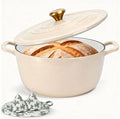 Enameled Cast Iron Dutch Oven with Lid – 5QT Heavy-Duty Pot, Oven Safe up to 500°F, Dual Handles, Ideal for Sourdough Bread Baking, Stews, Roasting, Braising – All Cooktops, Durable & Versatile Cookware (Ivory)