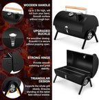 Joyfair Portable Charcoal Grill with Thermometer, Small Tabletop Barbecue Grill for Outdoor Camping Backyard Party BBQ Cooking, Extra Thick Steel & Heavy Duty, Innovative Design & Easy Assembly