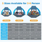 Gorich Portable Beach Tent for 3/4-5/6-7 Person with UPF 50+ UV Protection, Lightweight & Foldable Sun Shelter with 5 Sand Bags, Easy Setup Windproof Beach Umbrella Sun Shade