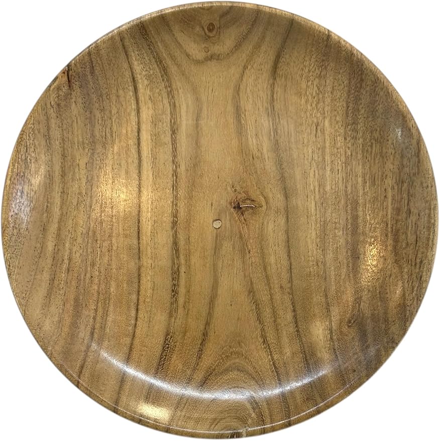 9 Inch Wooden Plate – Handcrafted Natural Wood Serving Dish for Rustic Dining, Camping, Charcuterie, Appetizers, Salads & Decor – Eco-Friendly Round Tableware set of 6