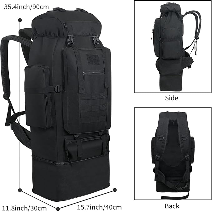 80L 100 liters Hiking Backpack Camping Rucksack, Men Outdoor Travel Climbing Knapsack Mountaineering Trekking Backpack