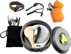 MalloMe Camping Cookware 18pc Mess Kit w/Backpacking Stove – Camping Cooking Set for Backpacking Gear - Camping Pots and Pans Set w/Camping Pot Pan Stove Utensils Camp Kitchen Equipment Accessories