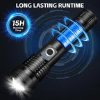 Flashlight Rechargeable LED High Lumens - 99,000 Lm Powerful Handheld Flash Light with 5 Modes, Bright Waterproof Torch for Camping Home (3 Packs)