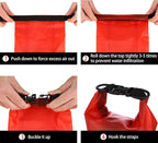 Boat First Aid Kit Waterproof, WELL-STRONG Marine Emergency Kit with Roll Top Dry Bag for Boating Fishing Kayaking – Water-Resistant Contents for Camping & Beach（Transparent Red）