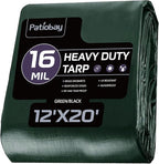 Tarp 12x20 Feet, 16 Mil Large Waterproof Tarps Heavy Duty with Brass Grommets, Thick Plastic Tarp, UV Resistant Tear&Fade Resistant, Reinforced Edges for Outdoor Pool Car Camp Tent