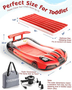 Inflatable Toddler Travel Bed with Safety Bumpers & 2 Mins Auto Inflation Pump, Portable Toddler Kids Air Mattress with Carry Bag for Home Grandma's Sleepovers Travel Camping, 330lbs Support