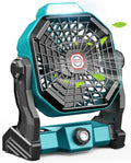 Camping Fan with LED Lantern, 20000 mAh 9 Inch Portable Rechargeable Battery Powered Fan with Stepless Speed and Quiet Battery Operated for Tent, Picnic, Barbecue, Fishing, Travel, Home